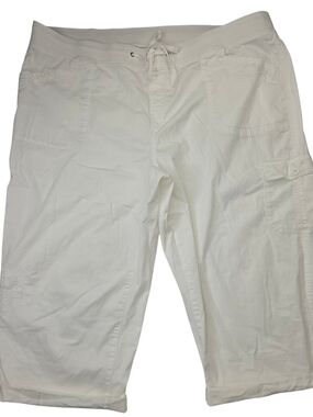 Terra & Sky 2X White Elastic Waist Casual Pants